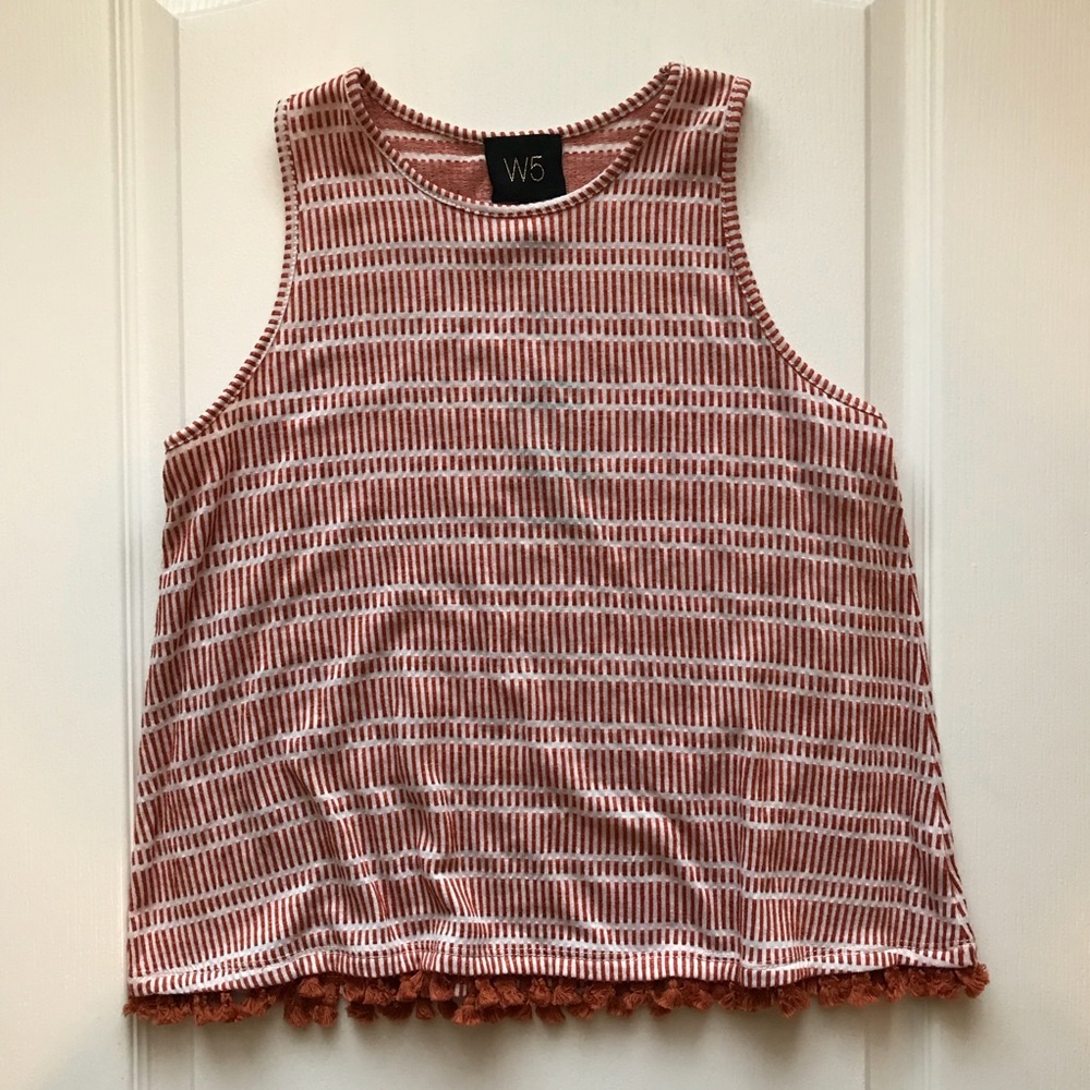 NWT Anthropologie W5 Burn Orange Tank w/ Tassels